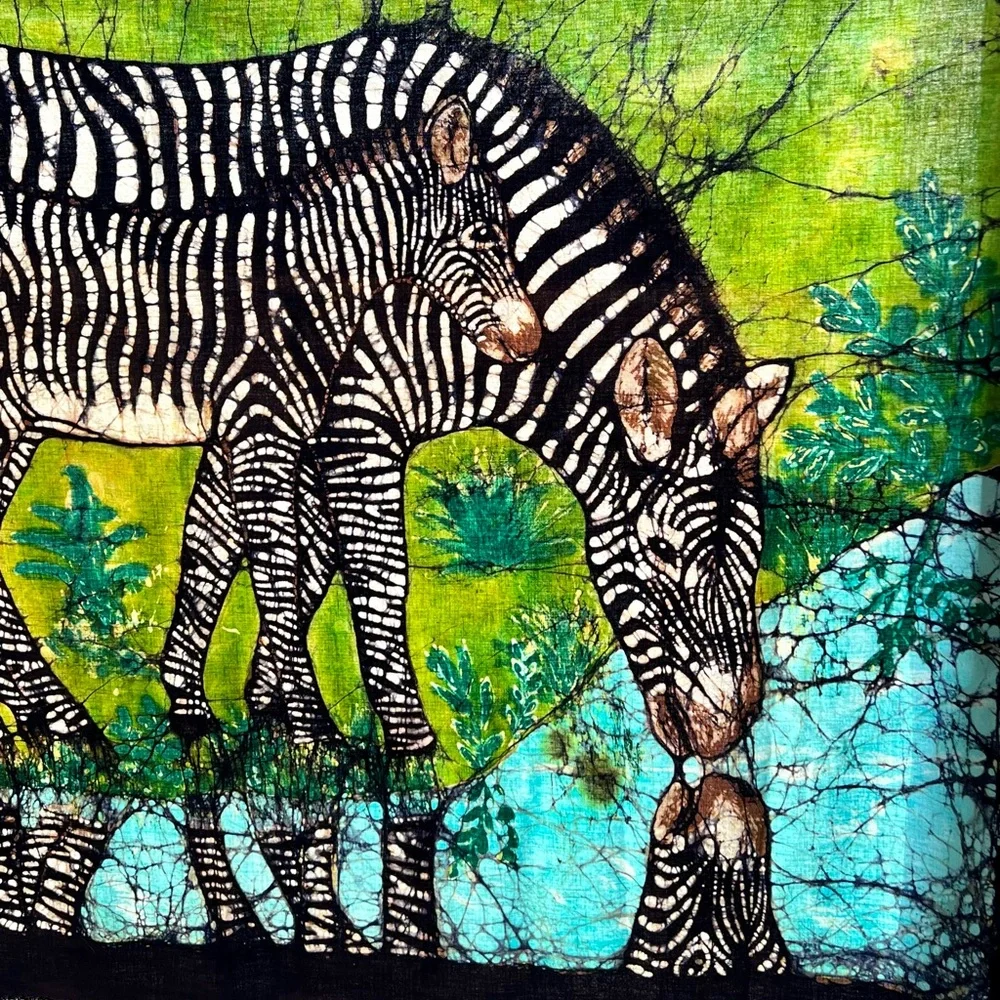 VTG Batik Wall Hanging Hand Dyed Textile Art Boho Global World Decor Africa